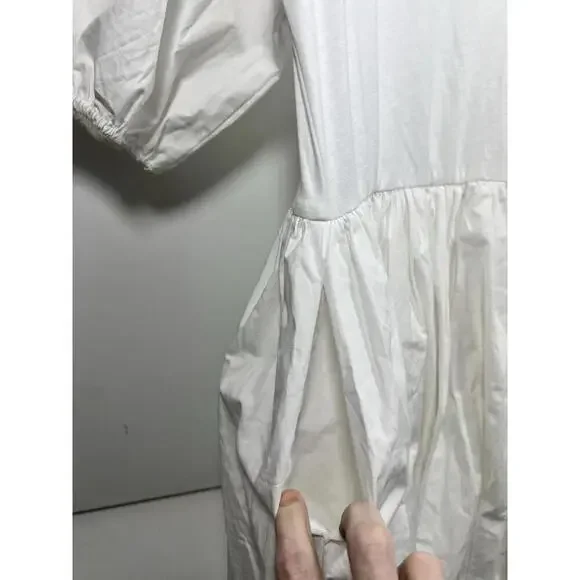 Sofie The Label Dress White Puff Sleeve Maxi Size Small Midi NWOT - Picture 6 of 9